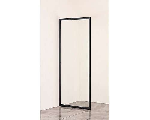 Душевая боковая стенка напольная Taliente 80x195см, прозр.стекло 6мм, черный профиль