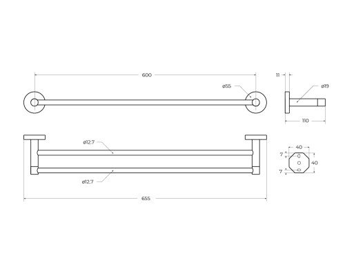 Полотенцедержатель Cezares Relax RELAX-THD-65-GM двойной Оружейная сталь