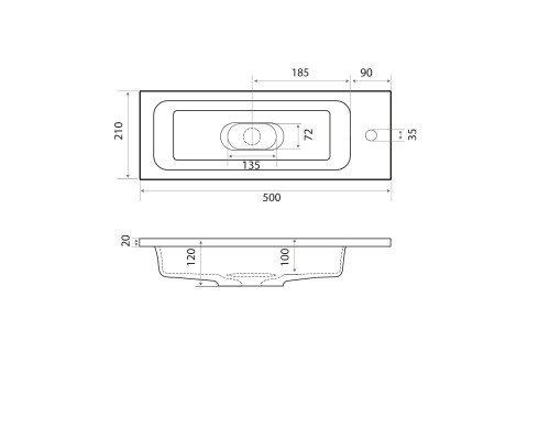 Раковина для ванной Uperwood Modul 50х21х12 см, белая глянцевая