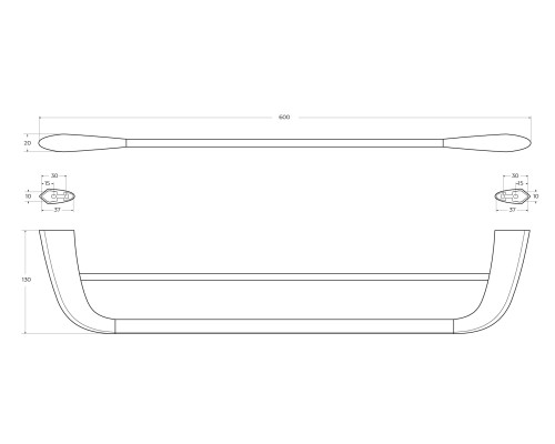 Полотенцедержатель Cezares Liner LINER-THD-60-01 двойной Хром