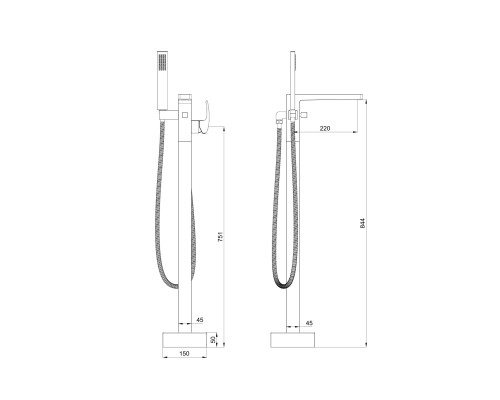 Смеситель для ванны напольного монтажа Wonzon&Woghand, Хром