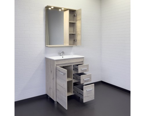 Тумба с раковиной Comforty Марио-75 дуб дымчатый Quadro 75