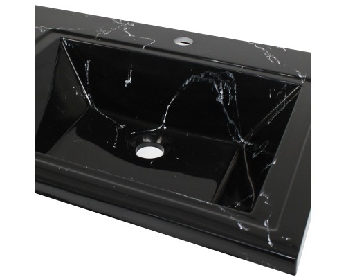 Раковина над стиральной машиной Uperwood Марсал 120х48,6 черный мрамор, правая, крыло слева