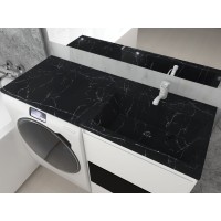 Раковина над стиральной машиной Uperwood Марсал 120х48,6 черный мрамор, правая, крыло слева