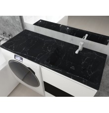 Раковина над стиральной машиной Uperwood Марсал 120х48,6 черный мрамор, правая, крыло слева