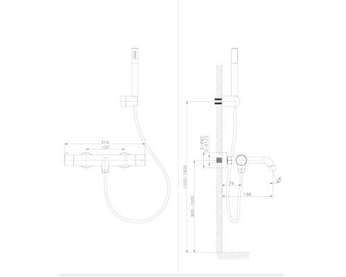 Cмеситель для ванной Raiber premium RPB-003 Graceful, матовый черный