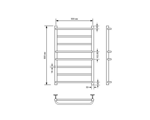 Полотенцесушитель водяной Comfysan Puro W-8 80/50, хром