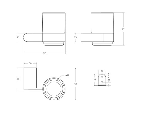 Стакан для зубных щеток Cezares Stylus STYLUS-TUMS-BORO Брашированное золото