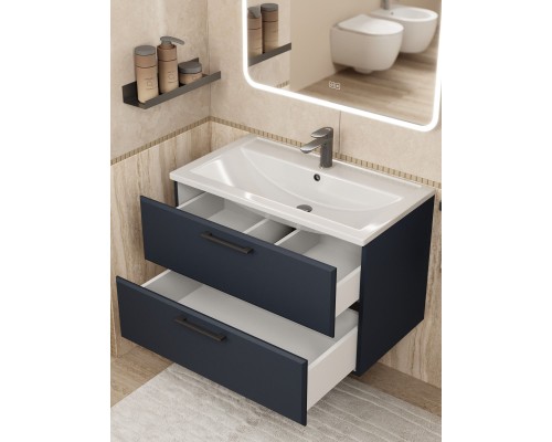 Тумба под раковину Uperwood Foster NEW 80 см, подвесная, черная