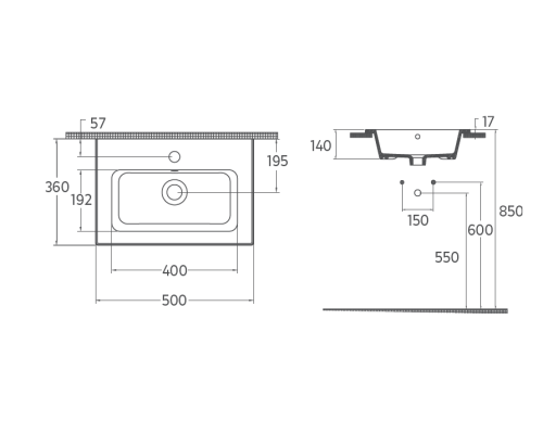 Раковина накладная ISVEA Sistema T 50 ультратонкая белый глянец 10SL50050SV
