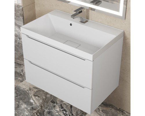 Раковина для ванной 70 см, Uperwood Classic New, белая глянцевая, с накладкой для слива