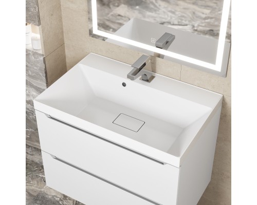 Раковина для ванной 70 см, Uperwood Classic New, белая глянцевая, с накладкой для слива