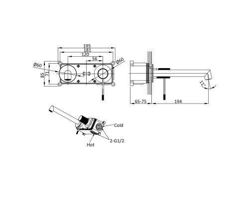 Смеситель для раковины Vincea Desire VBFW-1D1BG встраиваемый однорычажный, золото