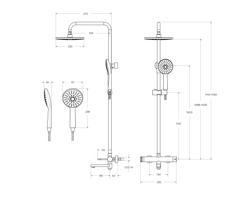Душевая система Cezares Relax RELAX-CVD-NOP Черная матовая
