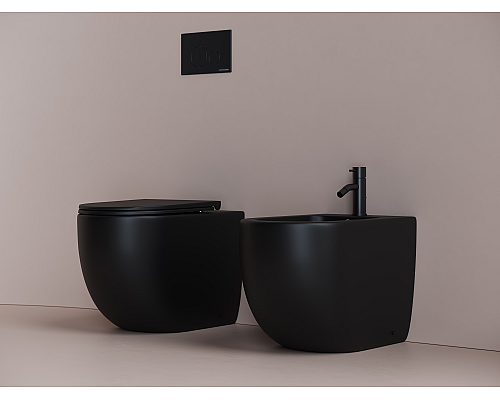 Напольный приставной унитаз Ceramica Nova Metropol Rimless черный матовый Напольный приставной унитаз Ceramica Nova Metropol Rimless черный матовый