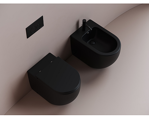 Напольный приставной унитаз Ceramica Nova Metropol Rimless черный матовый Напольный приставной унитаз Ceramica Nova Metropol Rimless черный матовый