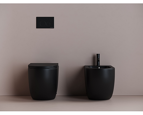 Напольный приставной унитаз Ceramica Nova Metropol Rimless черный матовый Напольный приставной унитаз Ceramica Nova Metropol Rimless черный матовый