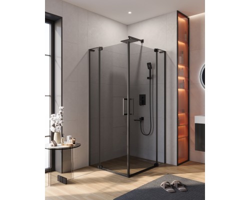 Душевой уголок Cezares Slider 110x80 SLIDER-AH-2-70/80-100/110-GRIGIO-NERO профиль Черный матовый стекло тонированное