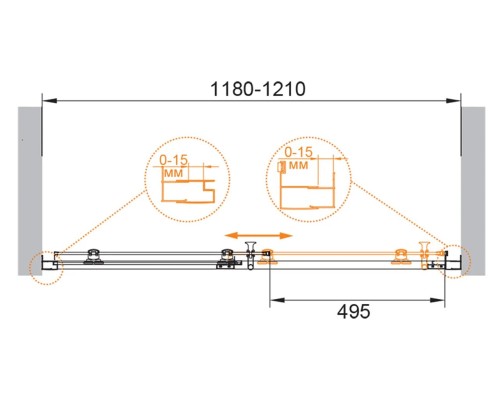 Душевая дверь в нишу Cezares Eco BF-1 120 профиль Черный стекло прозрачное