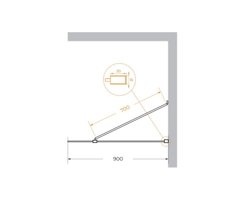 Душевая перегородка Cezares Liberta 90 LIBERTA-L-1-TB-90-GR-NERO профиль Черный матовый стекло серое