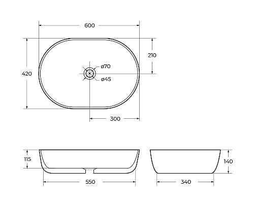 Раковина-чаша BelBagno 60 BB1084-H301 Черная матовая Раковина-чаша BelBagno 60 BB1084-H301 Черная матовая