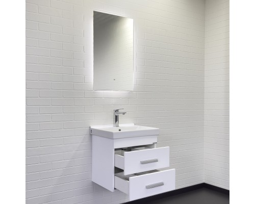 Тумба с раковиной подвесная Comforty Никосия 50П белый глянец Fest 50 F01