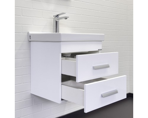 Тумба с раковиной подвесная Comforty Никосия 50П белый глянец Fest 50 F01