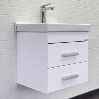 Тумба с раковиной подвесная Comforty Никосия 50П белый глянец Fest 50 F01