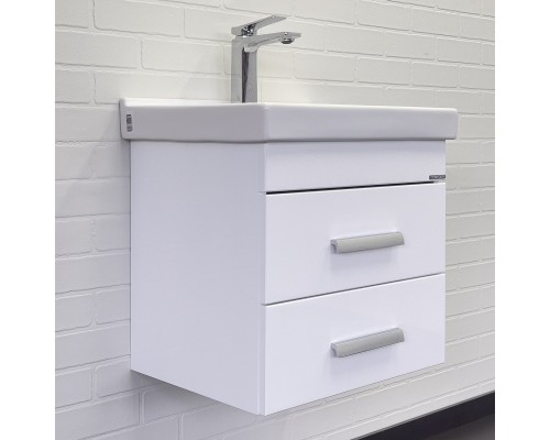 Тумба с раковиной подвесная Comforty Никосия 50П белый глянец Fest 50 F01