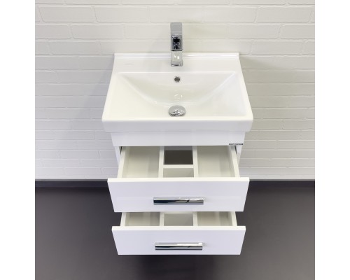 Тумба с раковиной подвесная Comforty Никосия 50П белый глянец Fest 50 F01