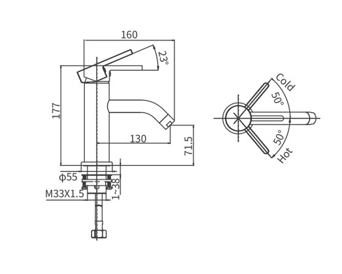 Смеситель для раковины Arrow AG4105 хром