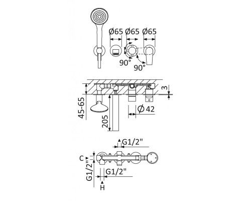 Смеситель для ванны Cezares Nautic NAUTIC-VDM3-01 Хром