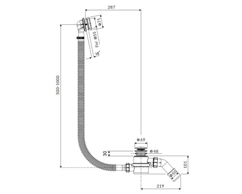 Слив-перелив EXCELLENT Moli 60/80/100 см матовое золото