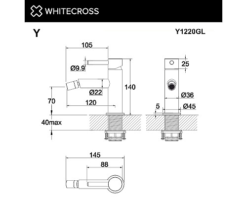 Смеситель для биде WHITECROSS Y Y1220GL золото