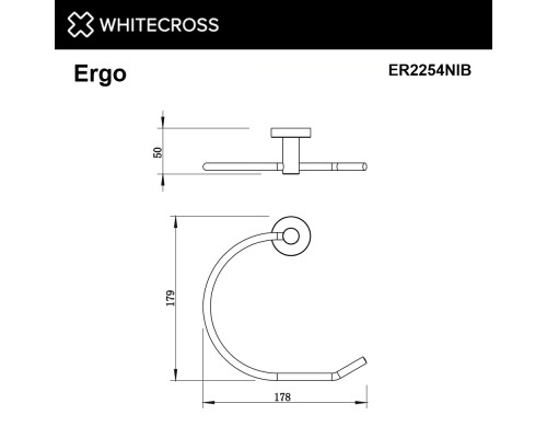 Полотенцедержатель кольцо WHITECROSS Ergo ER2254NIB брашированный никель
