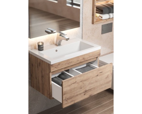 Тумба под раковину подвесная Uperwood Eva 57х47х35 см, Крафт Табачный