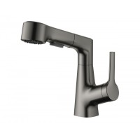 Смеситель для раковины с выдвижным изливом Wonzon&Woghand, Темный графит