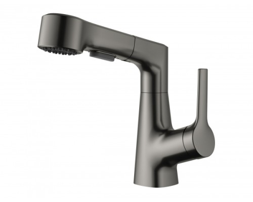 Смеситель для раковины с выдвижным изливом Wonzon&Woghand, Темный графит