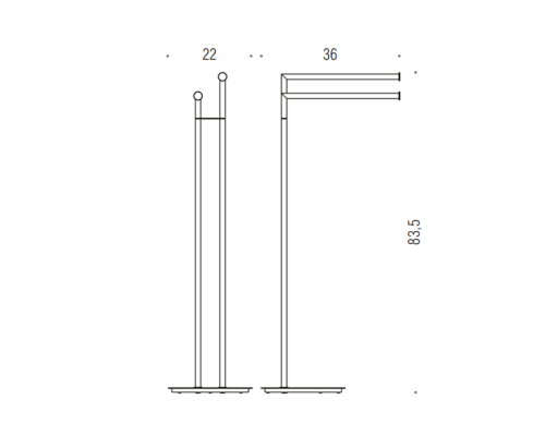 Стойка напольная Colombo Mini с двойным п/держателем ерш H835x36cм D22cм цвет черный матовый