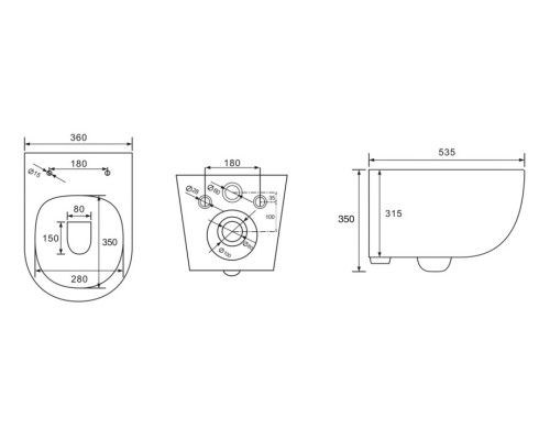 Безободковый подвесной унитаз Charus Infinito EWC700-130W сиденьем микролифт