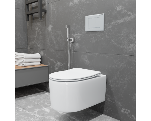 Безободковый подвесной унитаз Charus Infinito EWC700-130W сиденьем микролифт