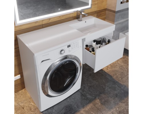 Тумба под стиральную машину подвесная Uperwood Magenta 45х50х55 см, белая, выдвижной ящик