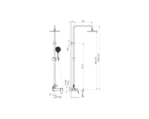 Душевая система Wonzon&Woghand BALANCE, Хром WW-054601-CR