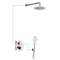 Душевая система ER211 AQG Tube, с круглым верхним душем и кронштейном, хром