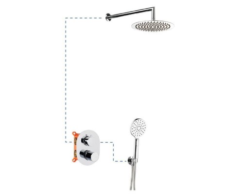 Душевая система ER211 AQG Tube, с круглым верхним душем и кронштейном, хром