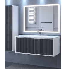 Тумба с раковиной 100 см, Uperwood Next Premium, белая/графит, 1 ящик