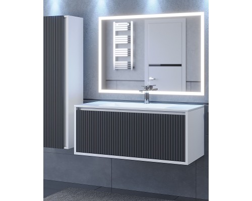 Тумба с раковиной 100 см, Uperwood Next Premium, белая/графит, 1 ящик