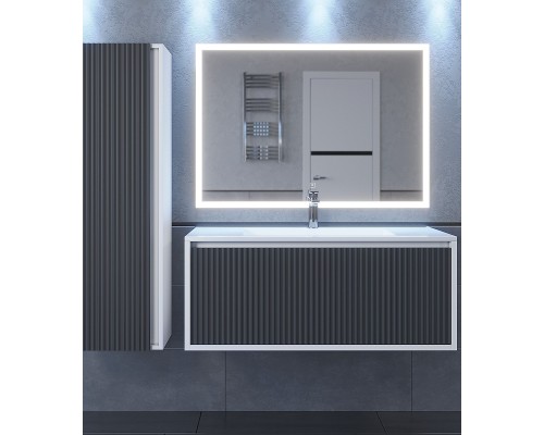 Тумба с раковиной 100 см, Uperwood Next Premium, белая/графит, 1 ящик