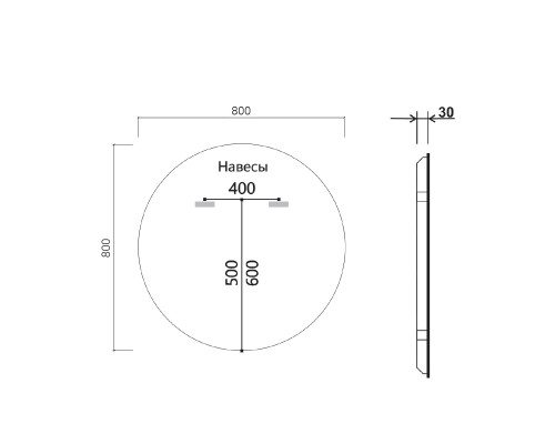 Зеркало LED Vincea VLM-3DE800B-2 800x800 c сенсорным выключателем и антизапотевание