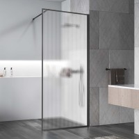 Душевая перегородка Vincea Walk-In VSW-1HP80FLGM, 80x200, вороненая сталь, стекло рифленое